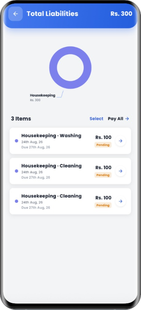 Invoices and outstanding balance in the resident app
